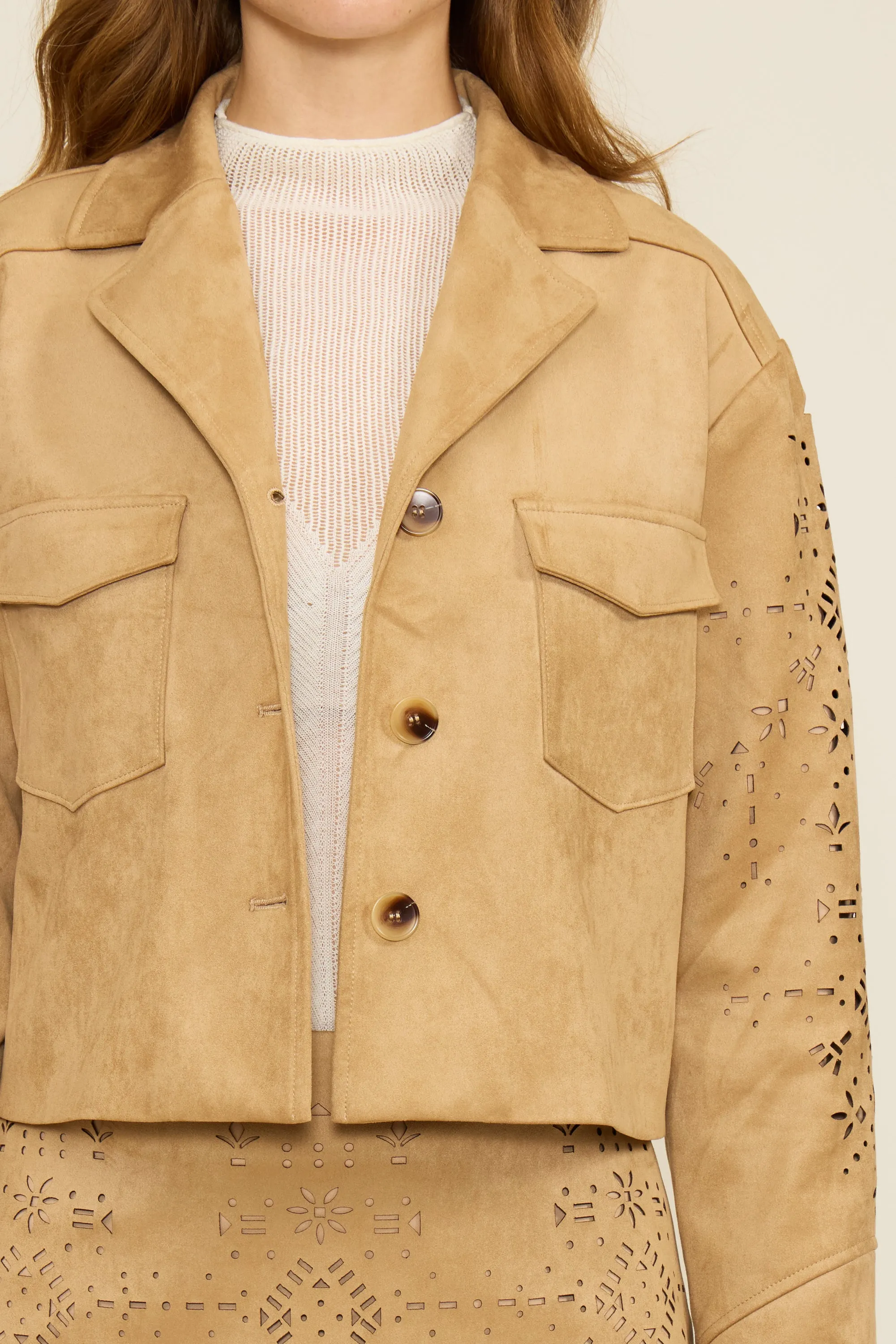 Presley Faux Suede Jacket - Tan sold by Lucy Paris product image thumbnail 2