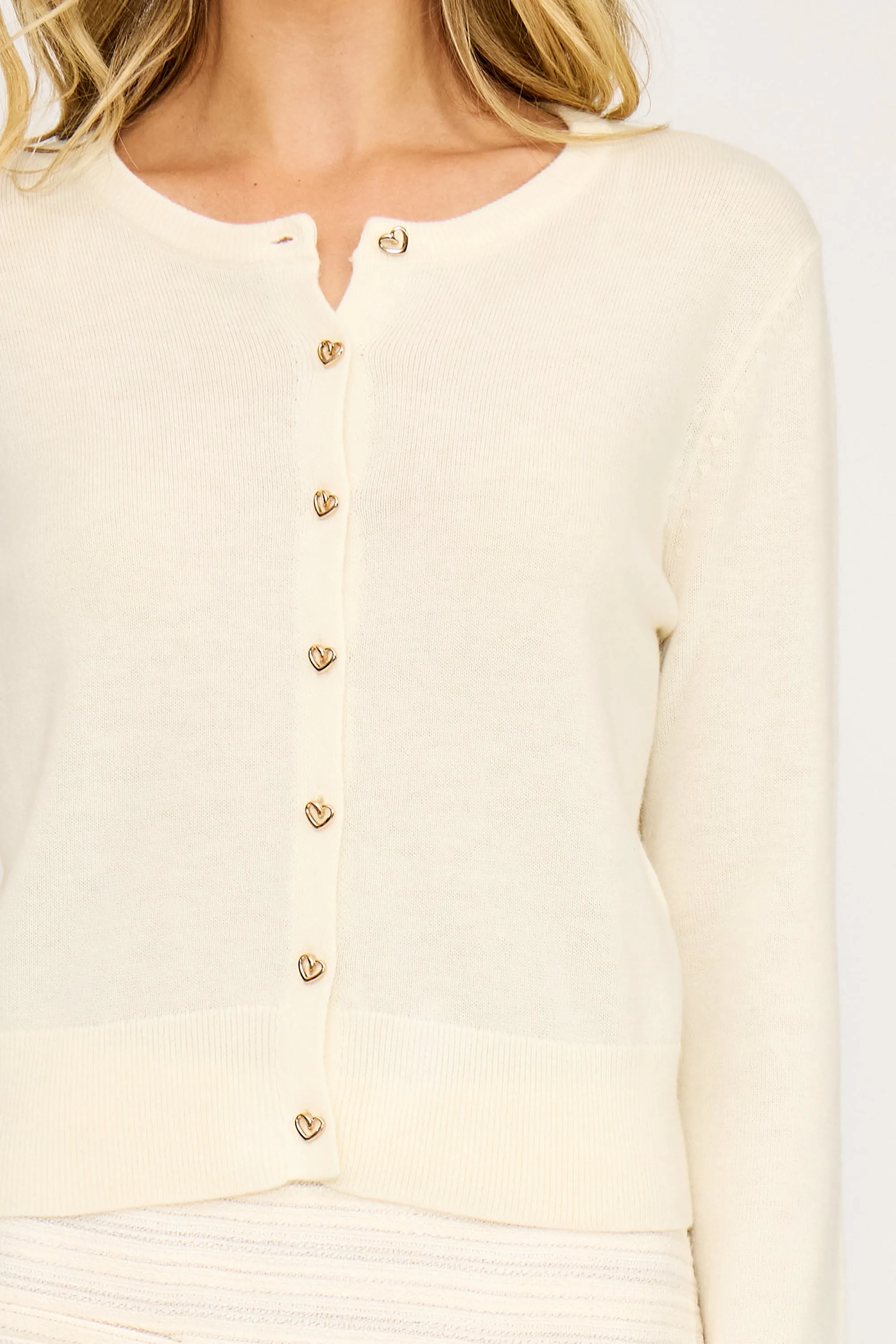 Celeste Heart Button Cardigan - Cream sold by Lucy Paris product image thumbnail 4