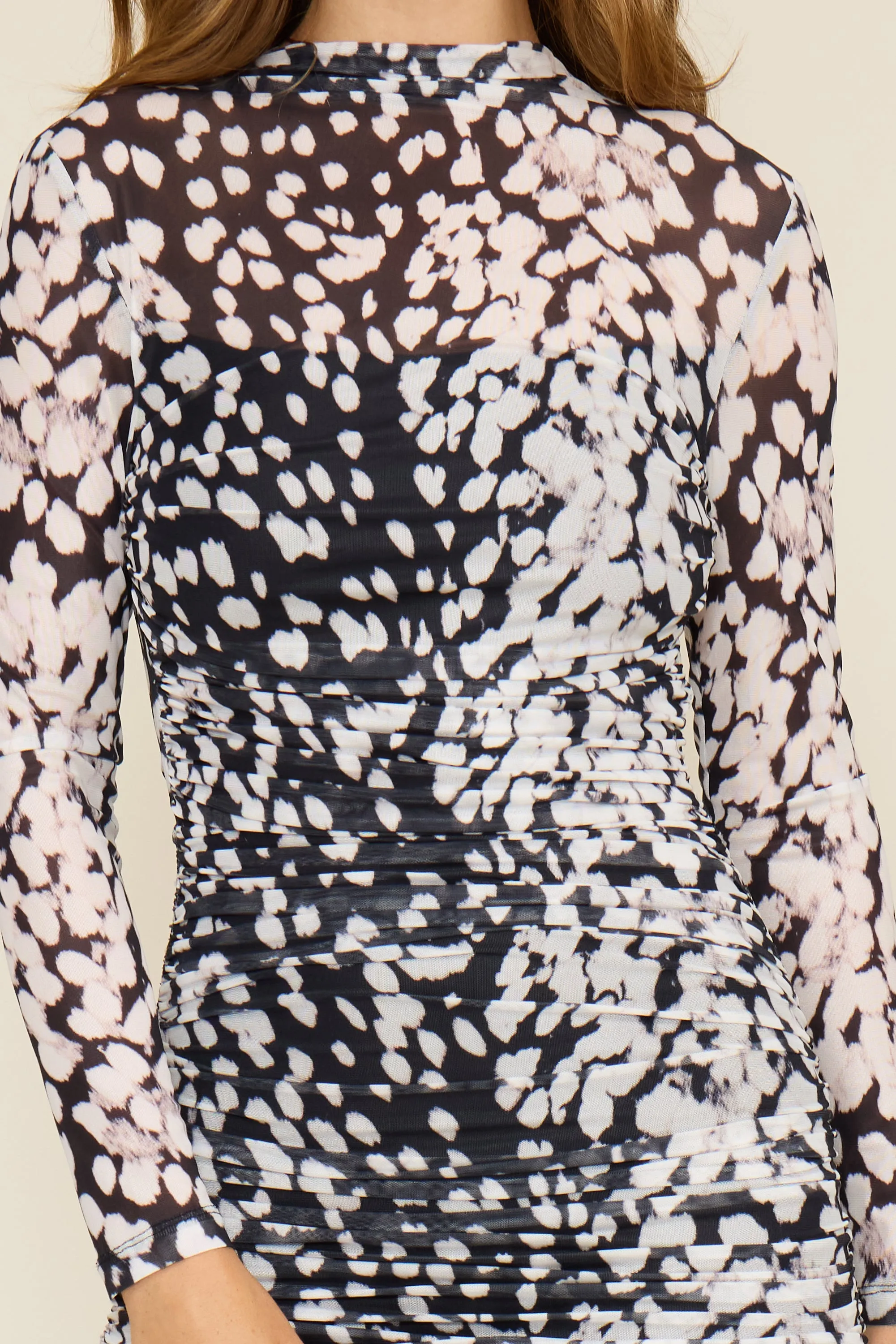 Josephine Ruched Dress - Black White sold by Lucy Paris product image thumbnail 3