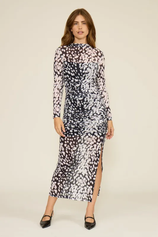 Josephine Ruched Dress - Black White made by Lucy Paris