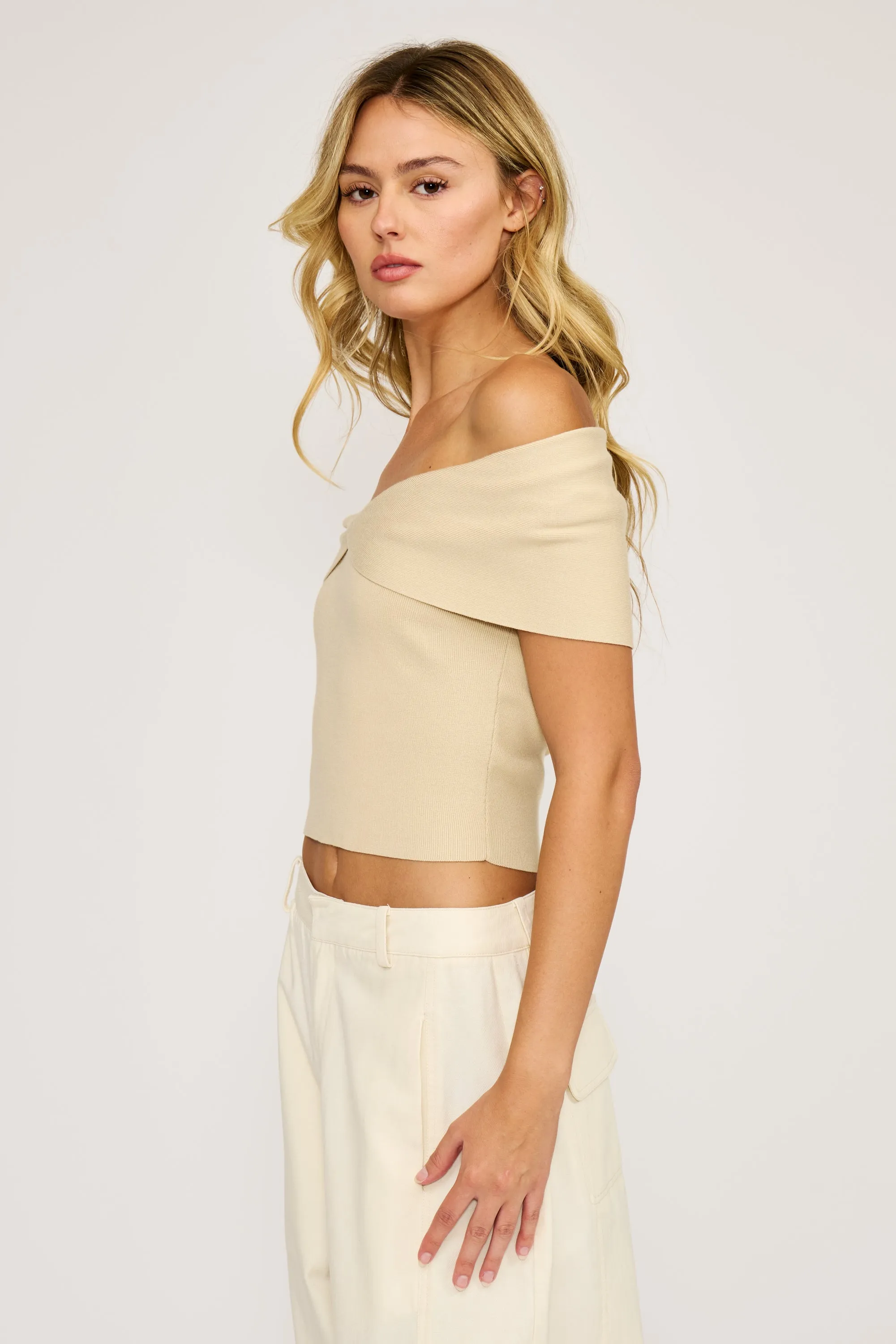 Jaya Off Shoulder Top - Beige sold by Lucy Paris product image thumbnail 2