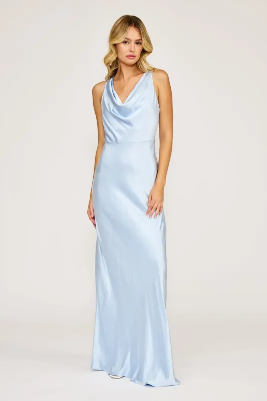 Chandler Cowl Neck Dress - Sky Blue made by Lucy Paris