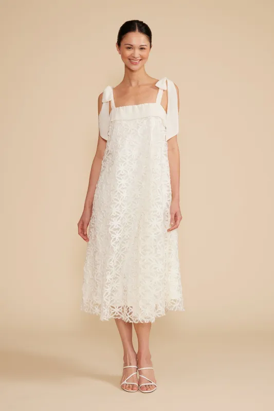 Sabine Bow Detail Dress - Ivory made by Lucy Paris