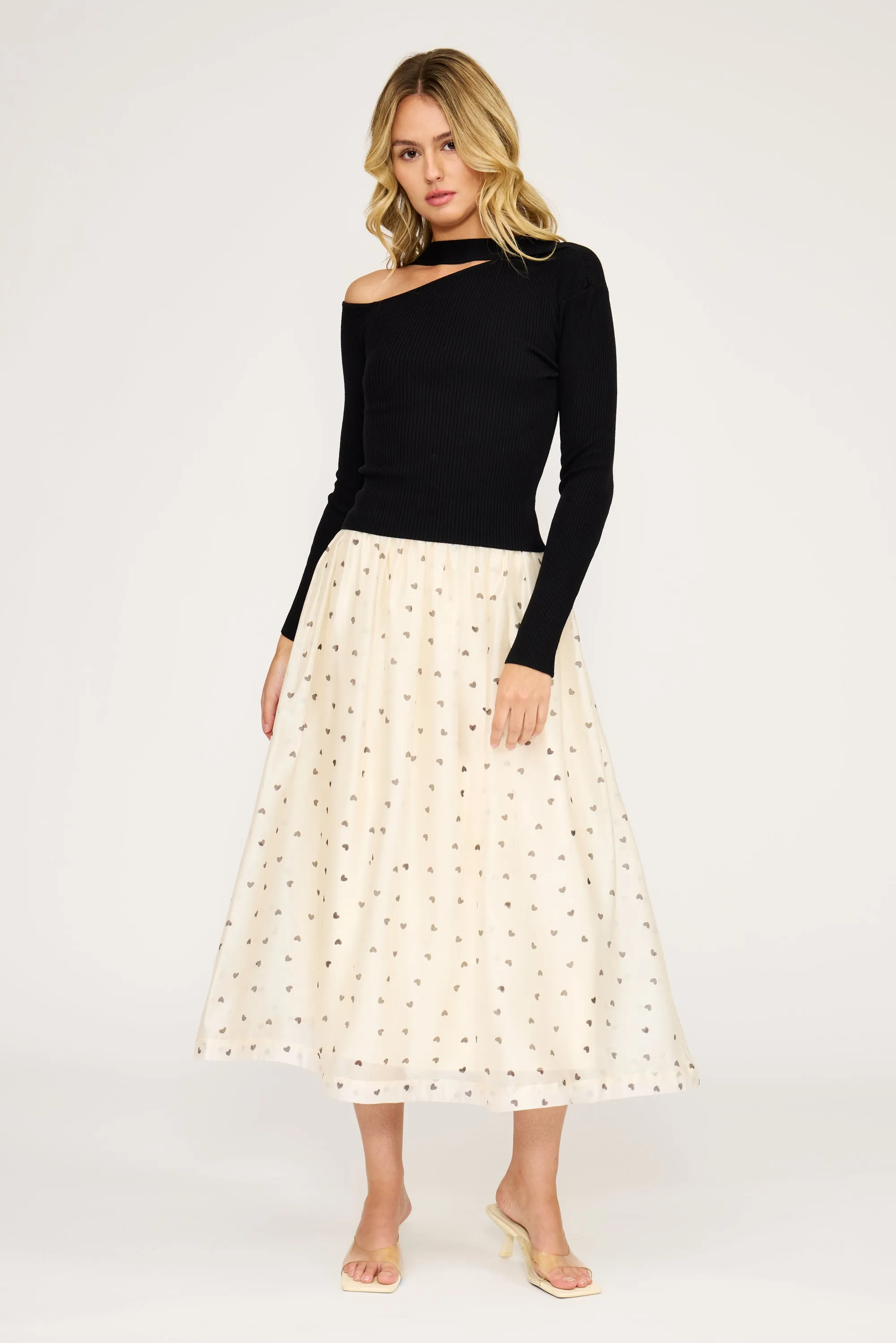 Cassie Midi Skirt - Cream sold by Lucy Paris