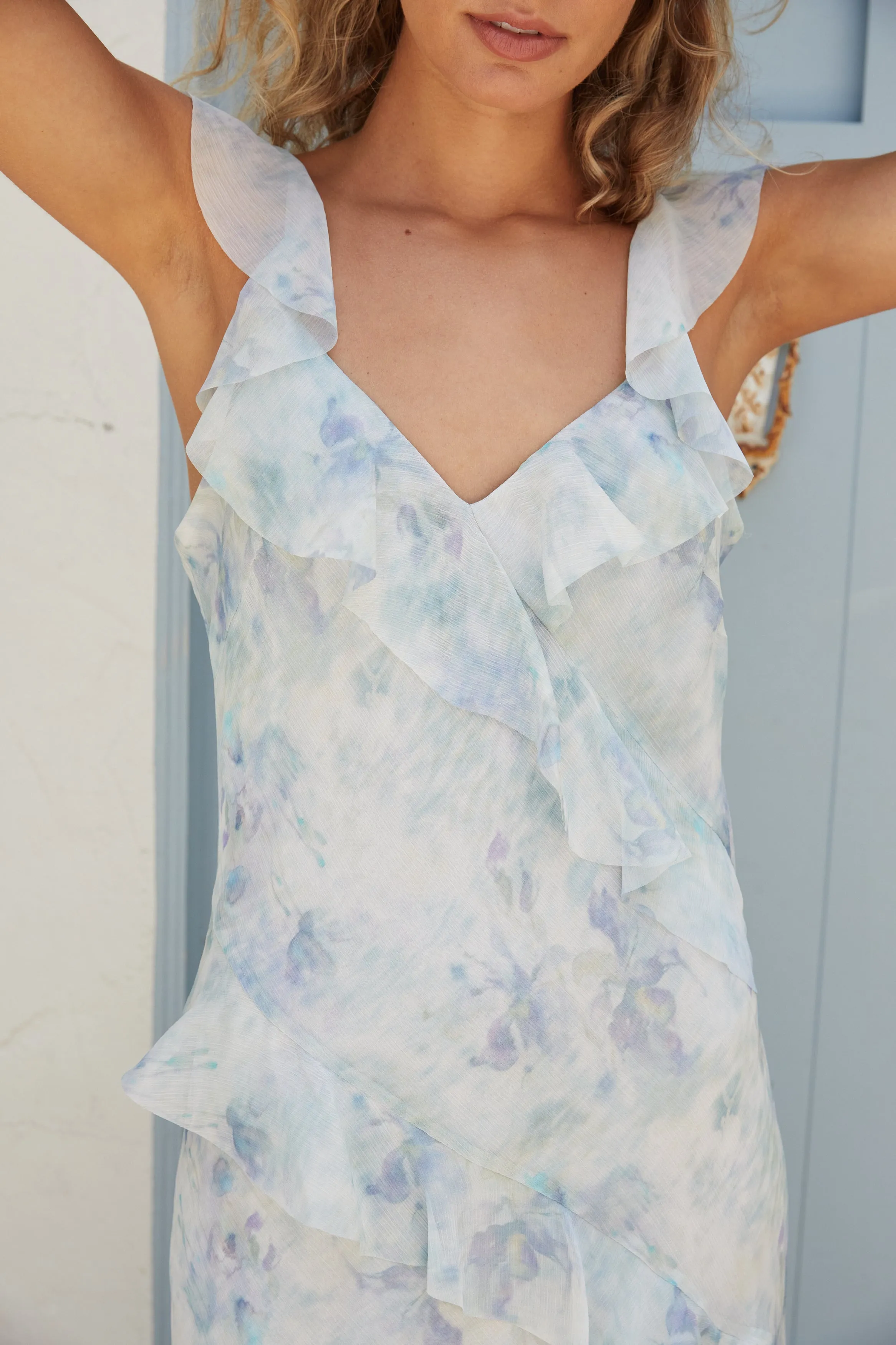 Simone Ruffle Dress - Blue Floral sold by Lucy Paris product image thumbnail 3