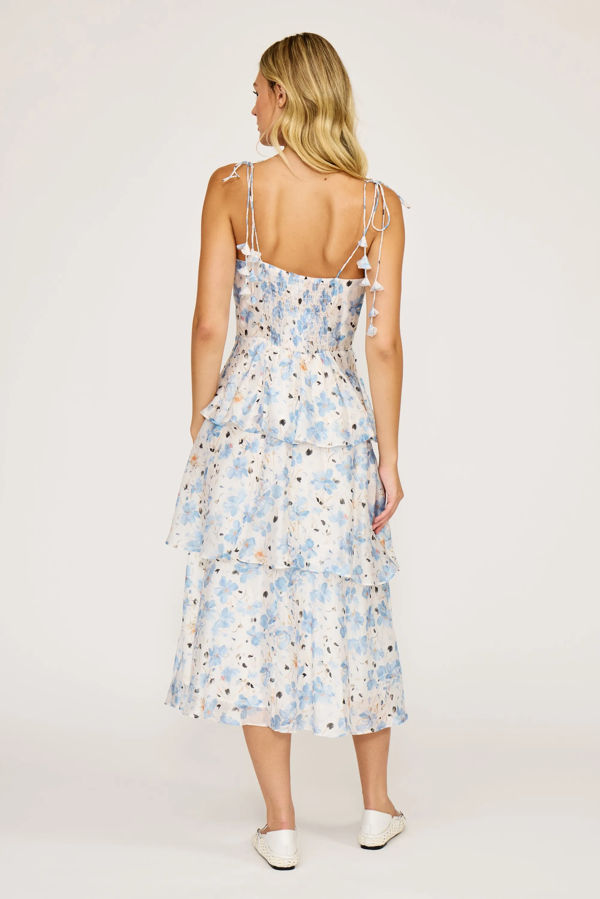 Maizie Tiered Dress - White Blue sold by Lucy Paris product image thumbnail 3