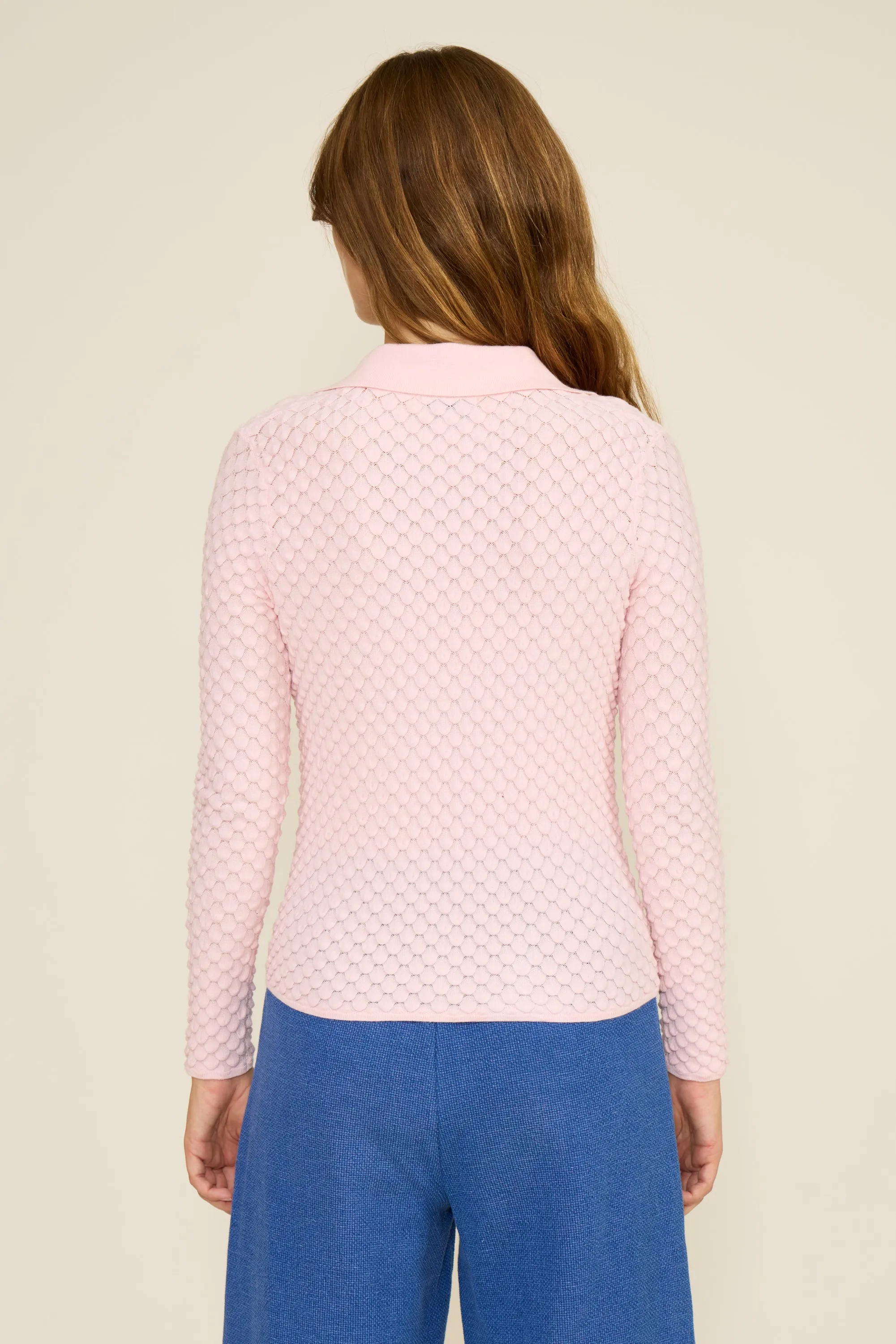 Jill Polo LS Bubble Top - Pink sold by Lucy Paris product image thumbnail 3