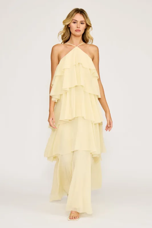 Emery Ruffle Dress - Yellow made by Lucy Paris
