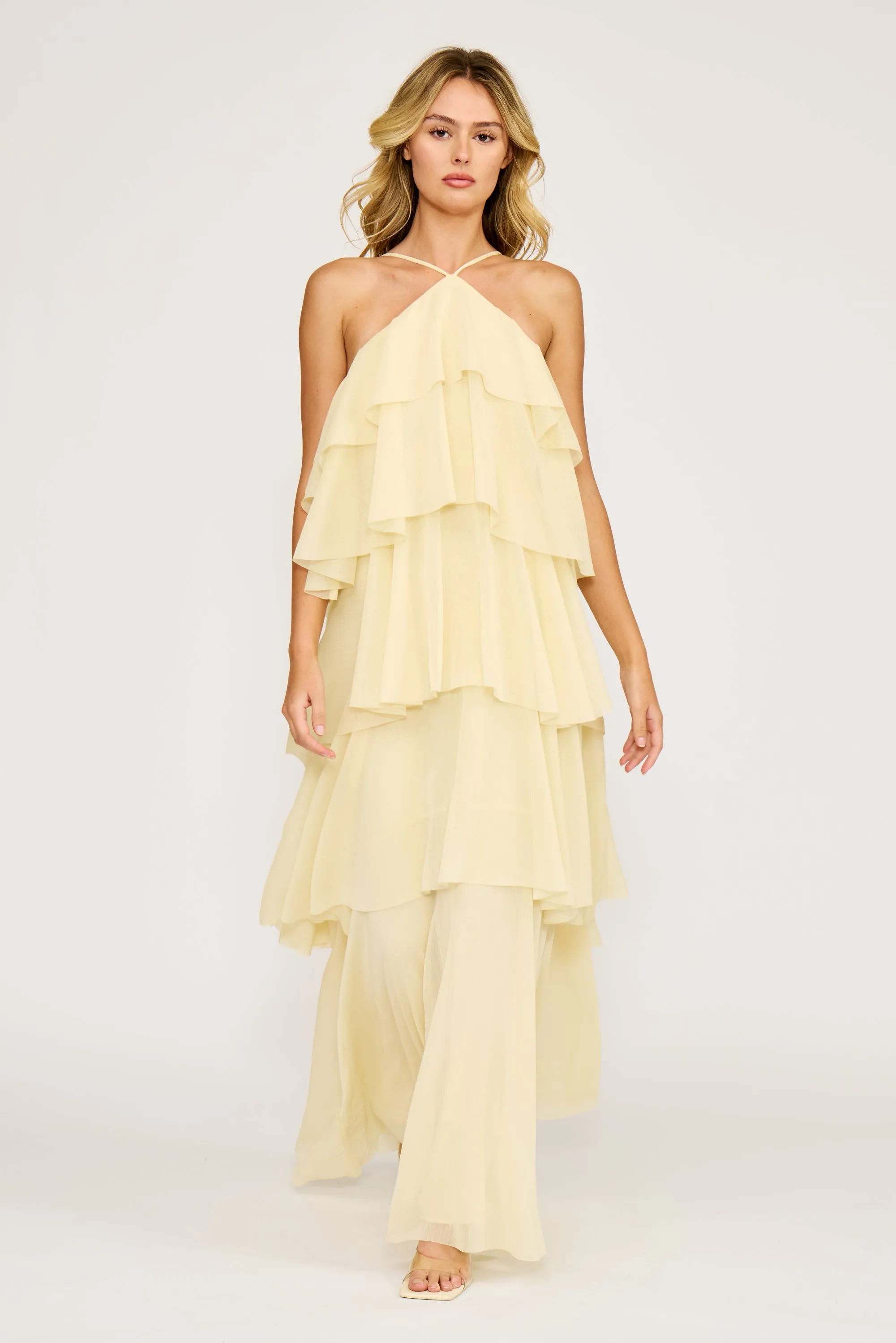 Emery Ruffle Dress - Yellow sold by Lucy Paris
