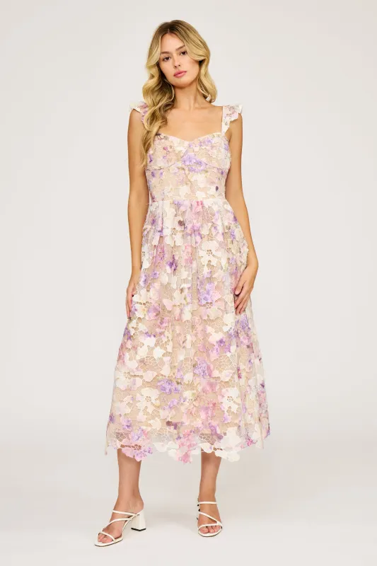 Flora Midi Dress - Multi Floral made by Lucy Paris