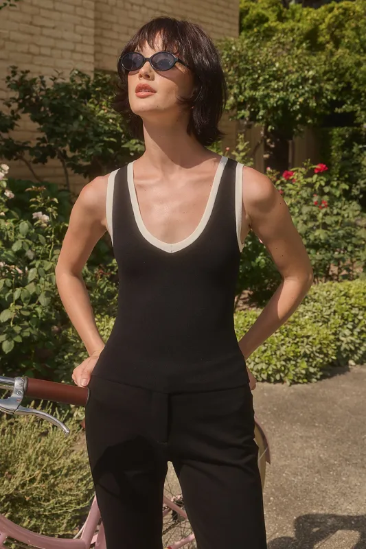 Nancy V-Neck Knit Top - Black made by Lucy Paris