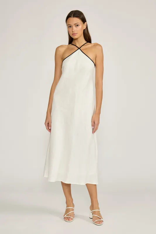 Grace Midi Dress - White Black made by Lucy Paris