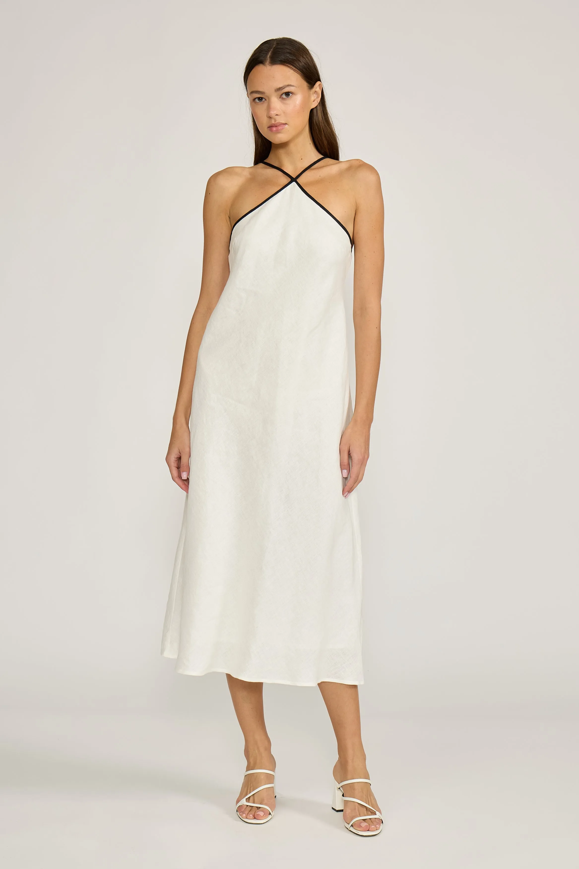 Grace Midi Dress - White Black sold by Lucy Paris