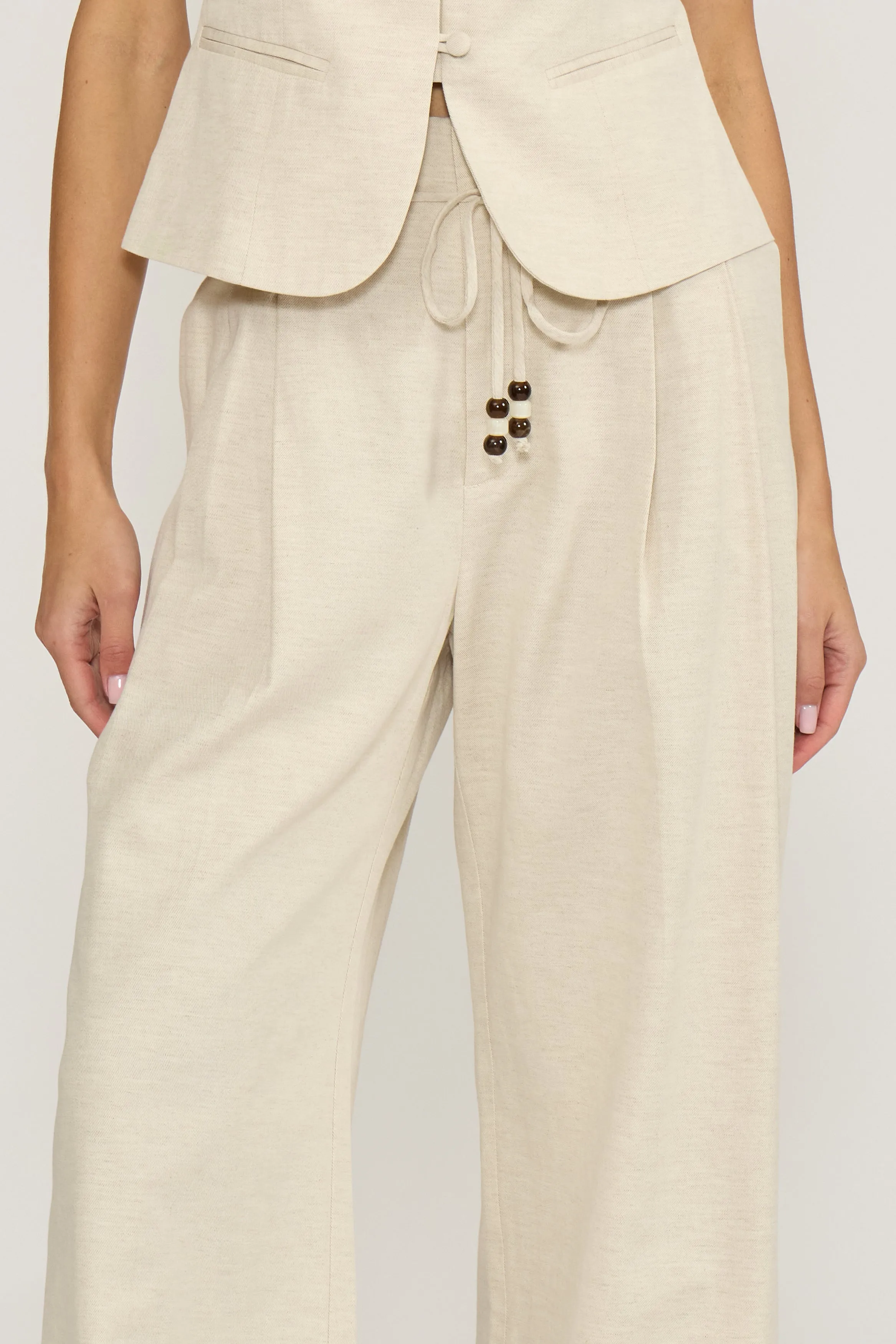 Logan Tie Pants - Beige sold by Lucy Paris product image thumbnail 3