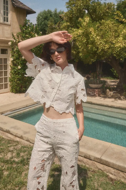 Effie Eyelet Button Down - White made by Lucy Paris