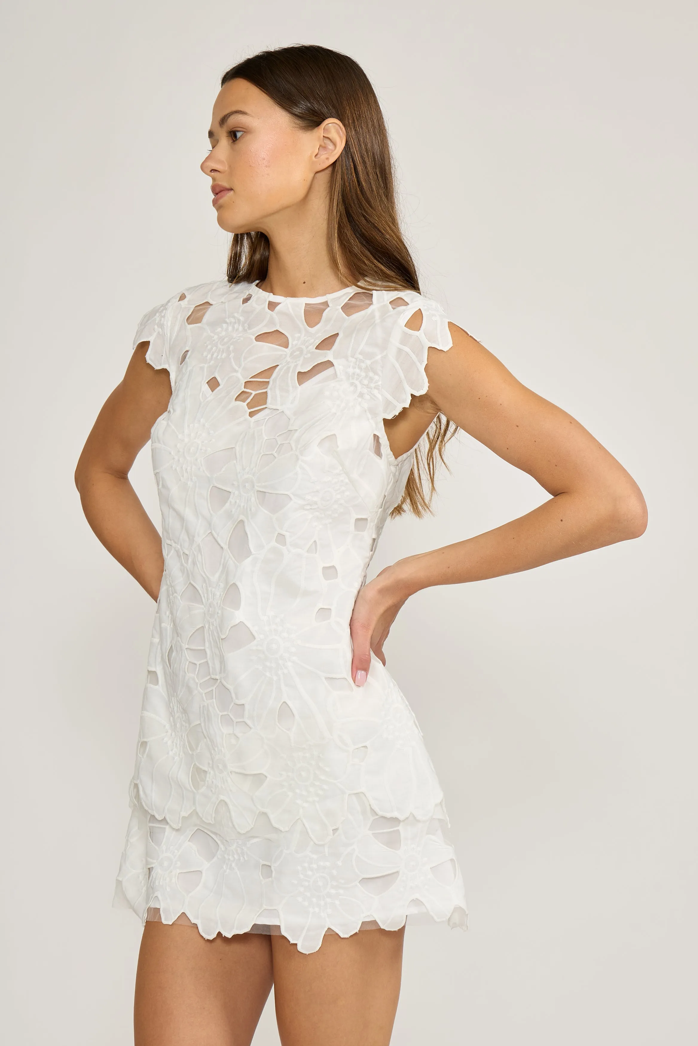 Greta Eyelet Mini Dress - White sold by Lucy Paris product image thumbnail 3