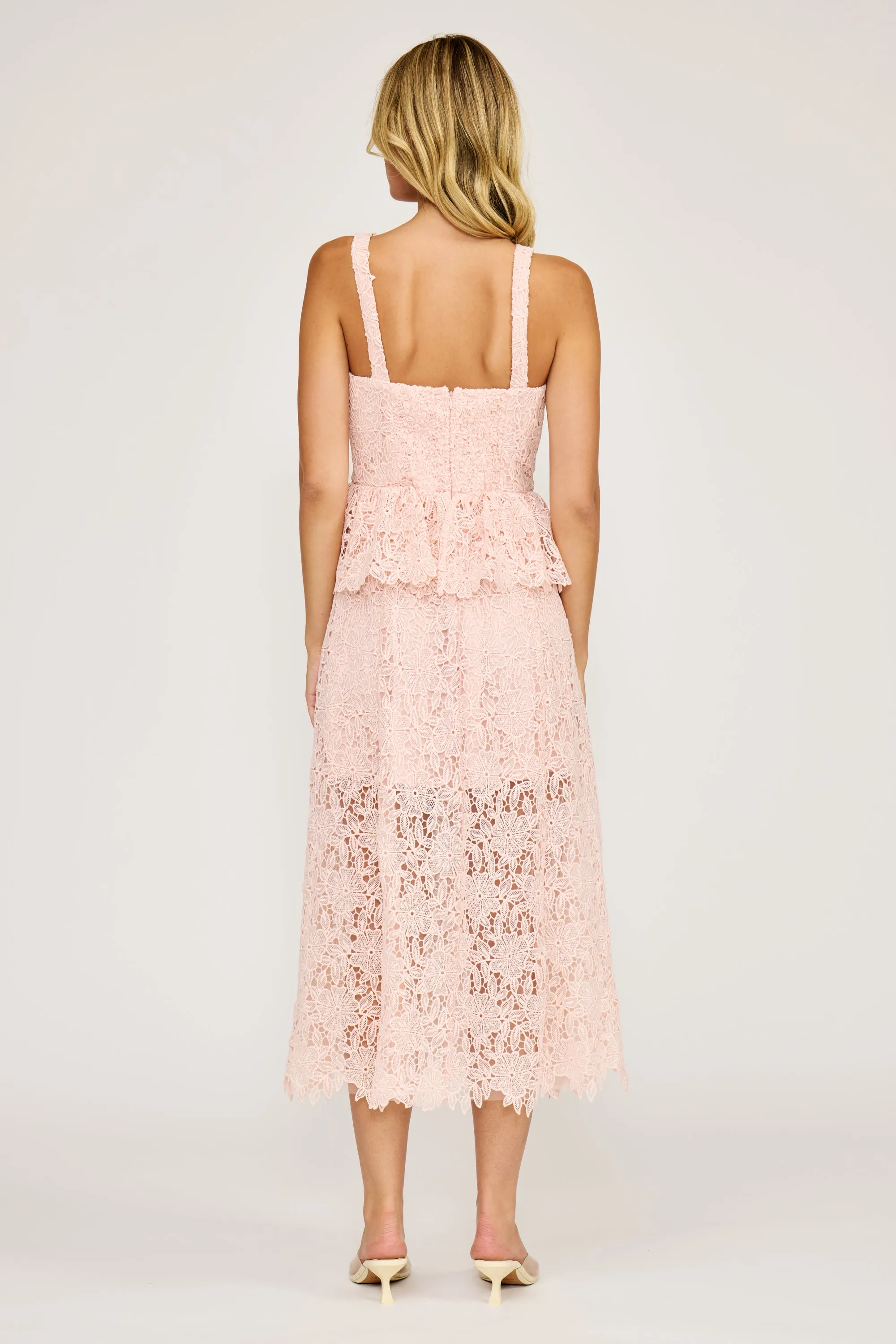 Rosalie Peplum Lace Dress - Light Pink sold by Lucy Paris product image thumbnail 3