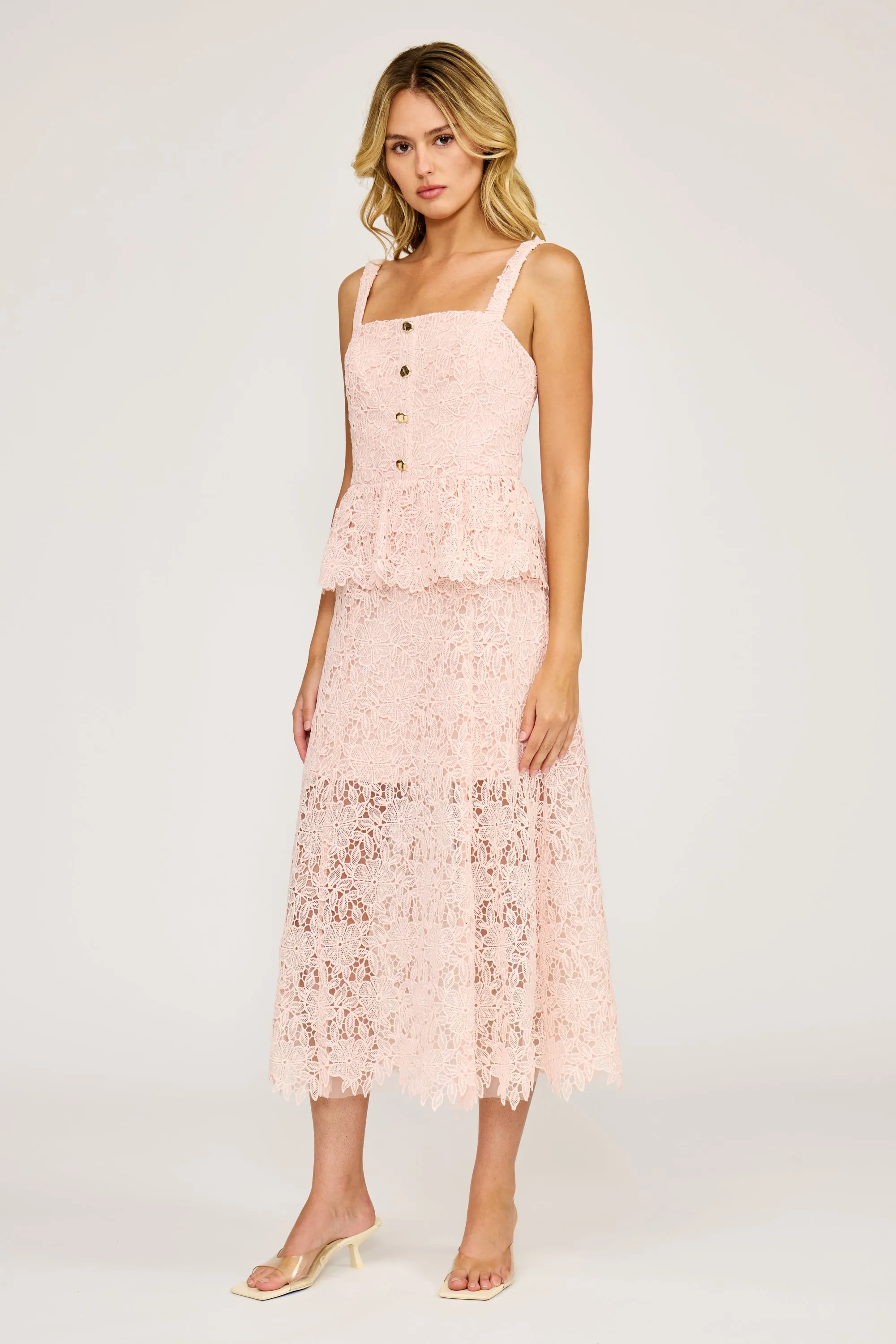 Rosalie Peplum Lace Dress - Light Pink sold by Lucy Paris product image thumbnail 2