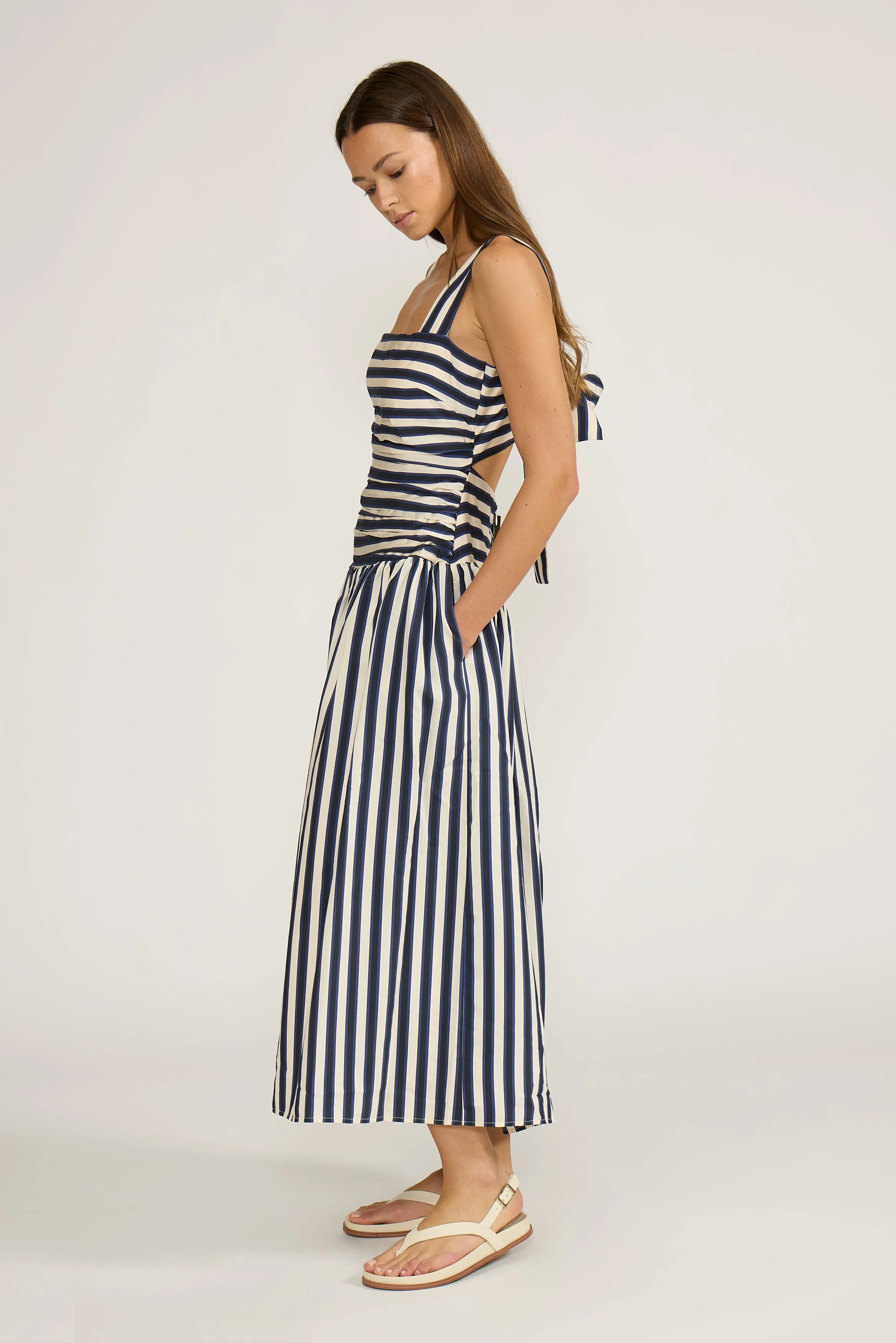 Georgie Gathered Dress - Navy Stripe sold by Lucy Paris product image thumbnail 2