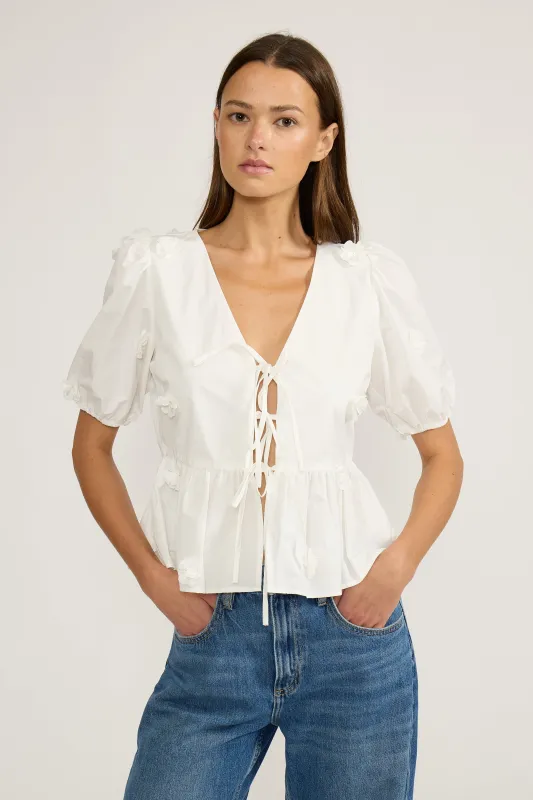 Melanie Tie Top - White made by Lucy Paris