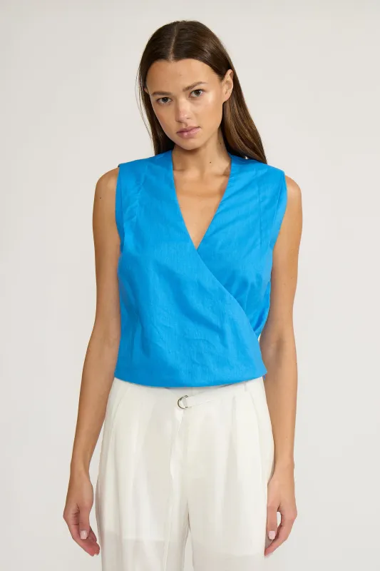 Hayley Wrap Top - Blue made by Lucy Paris