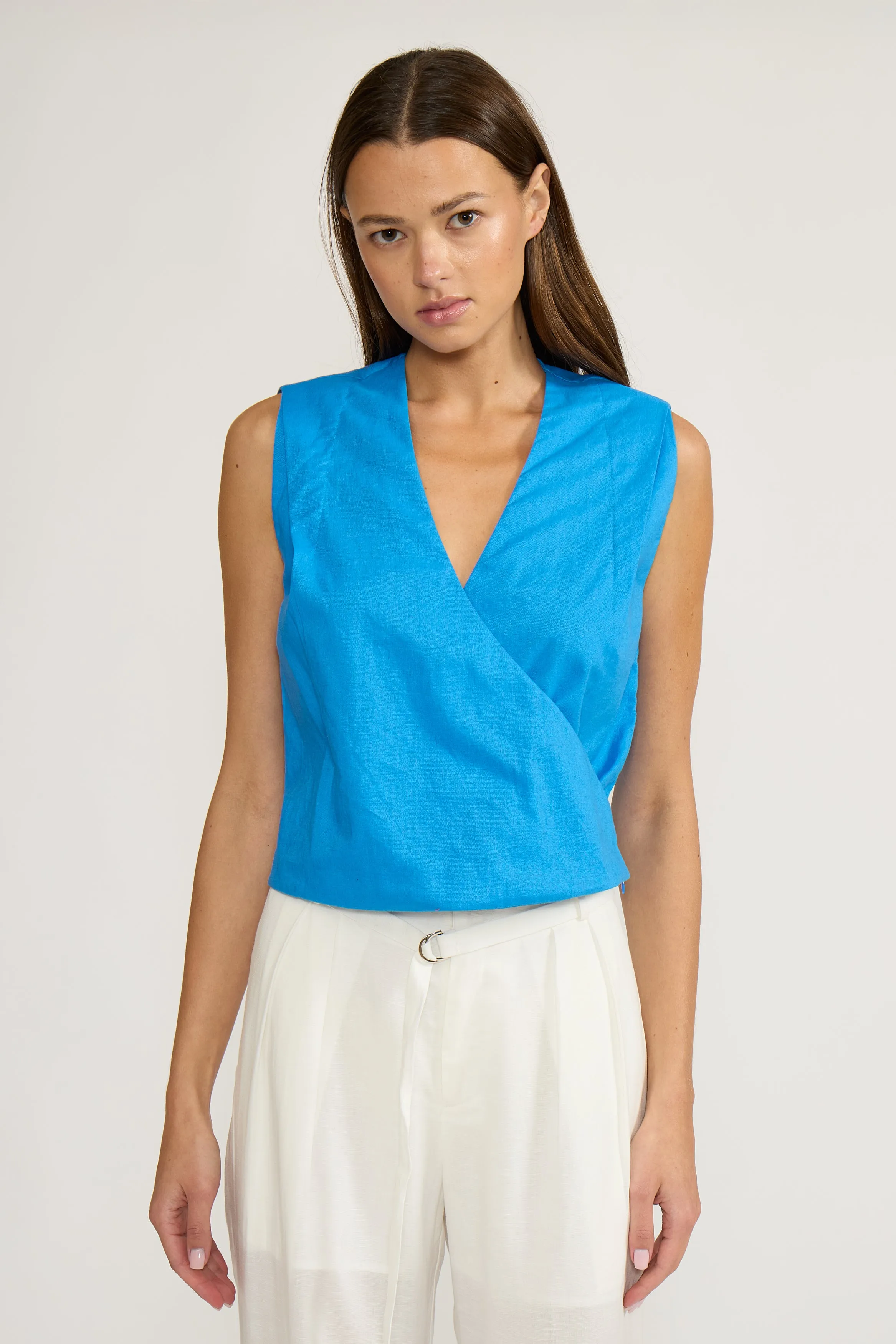 Hayley Wrap Top - Blue sold by Lucy Paris