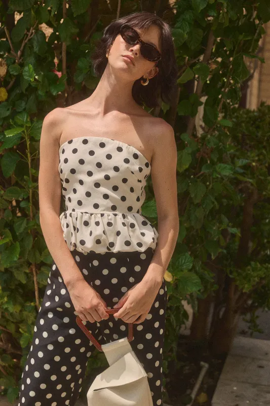 Ariana Strapless Top - White Black made by Lucy Paris