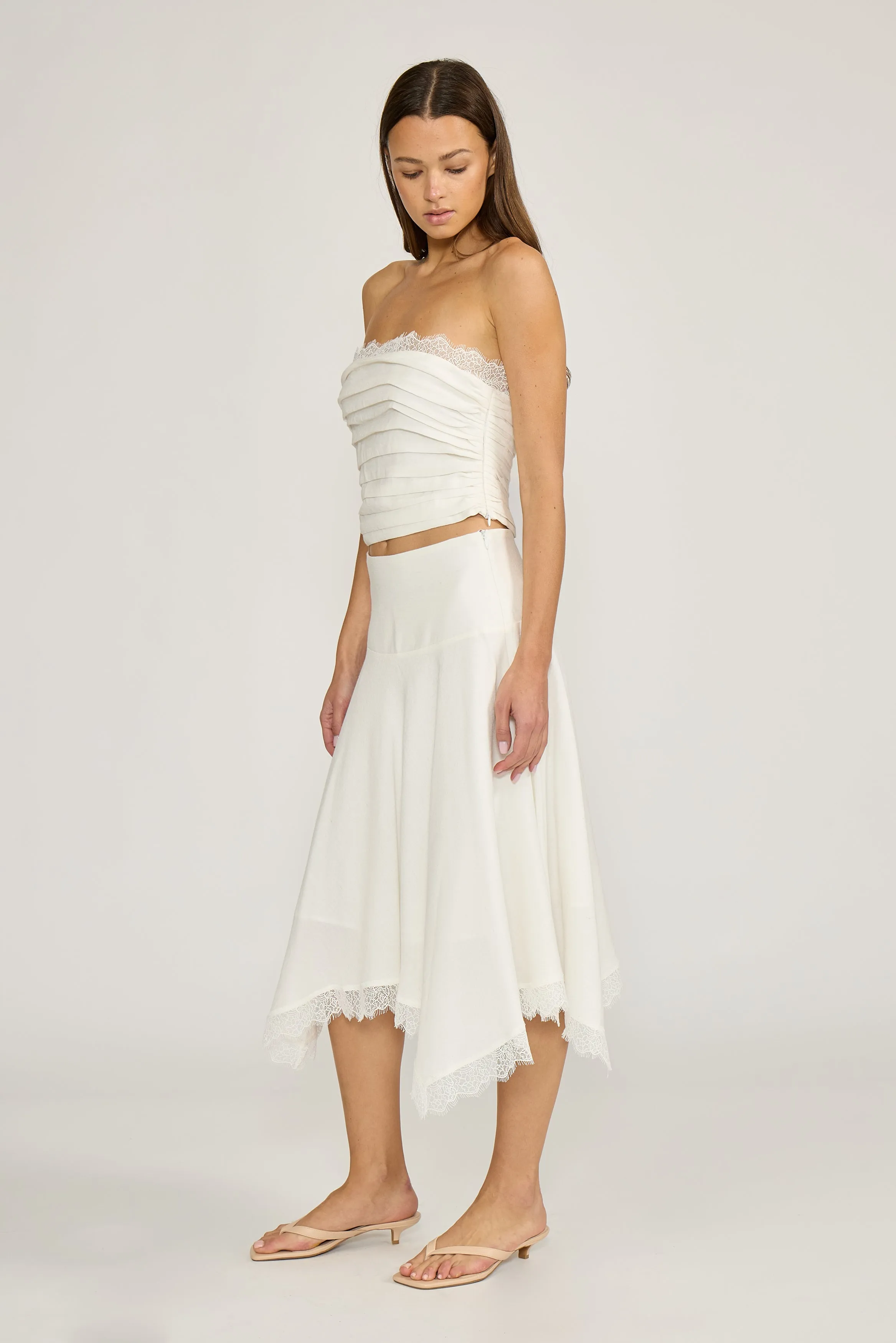 Tilly Asymmetrical Skirt - White sold by Lucy Paris
