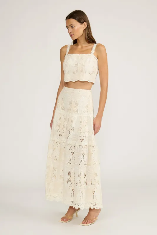 Elordi Tiered Skirt - Cream made by Lucy Paris