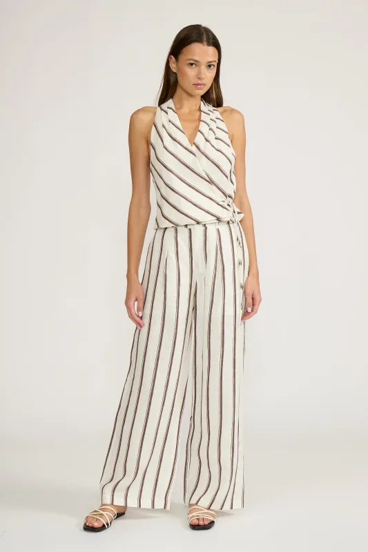 Lola Wrapover Top - White Brown made by Lucy Paris