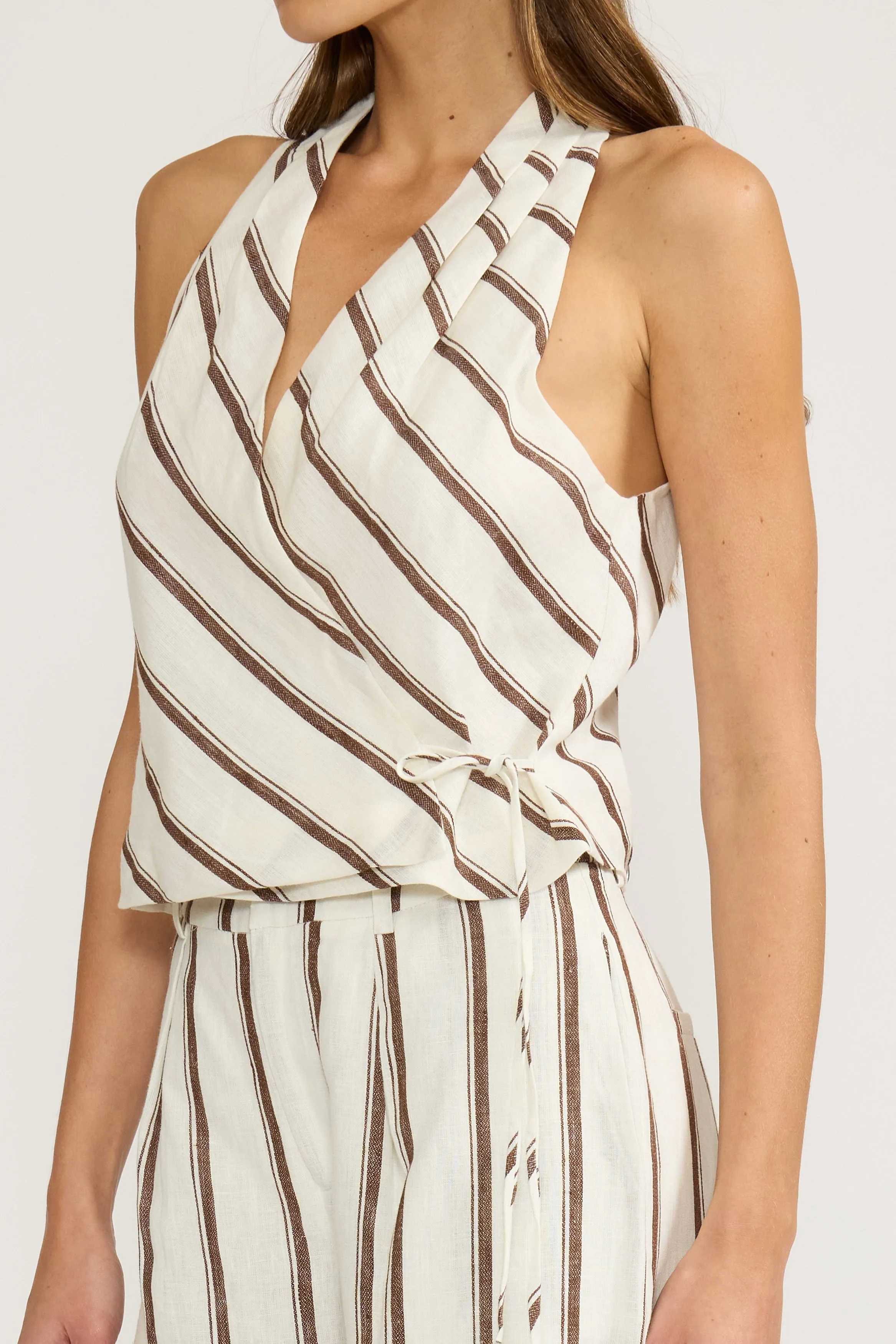 Lola Wrapover Top - White Brown sold by Lucy Paris product image thumbnail 4