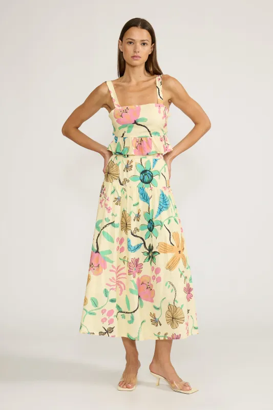 Bella Peplum Top - Yellow Floral made by Lucy Paris