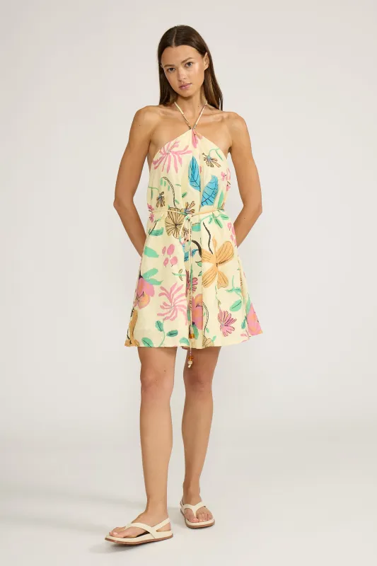 Juvy Mini Dress - Yellow Floral made by Lucy Paris