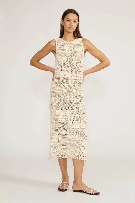 Tyler Crochet Dress - Cream made by Lucy Paris