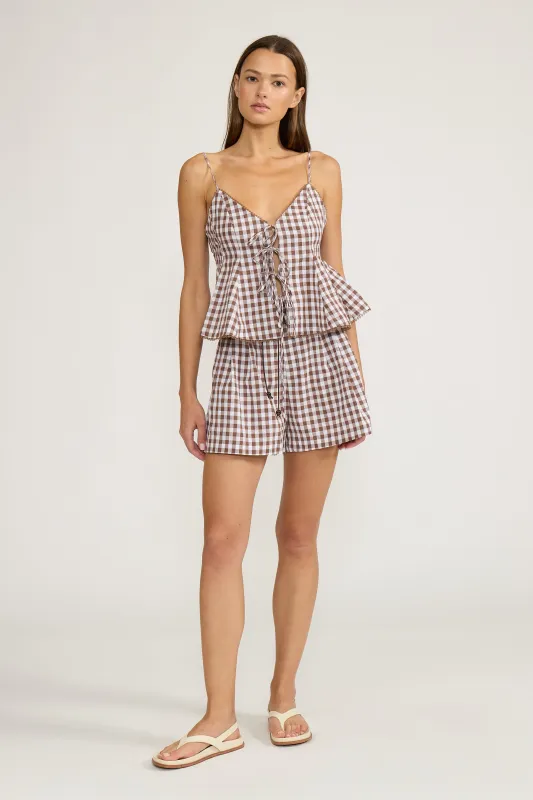 Holly Tie Tank Top - Brown made by Lucy Paris