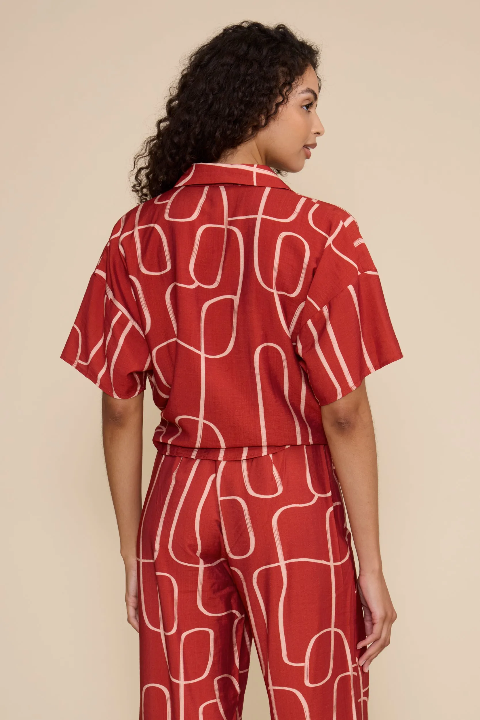 Ren Short Sleeve Tie Top - Brick Red sold by Lucy Paris product image thumbnail 3
