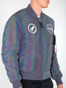 Alpha Industries MA-1 NASA Rainbow Reflective Bomber Jacket sold by Luke 1977