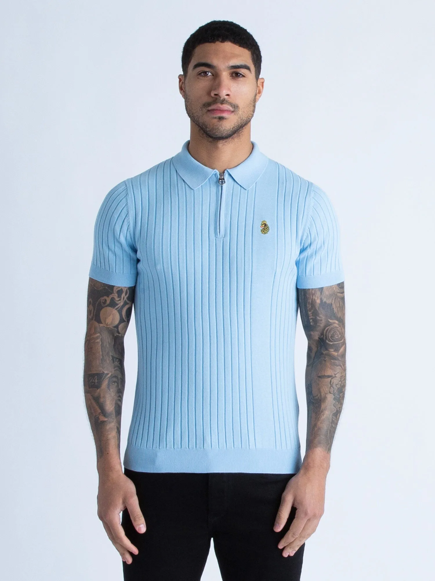 RIB EYE KNITTED ZIP POLO sold by Luke 1977 product image thumbnail 2