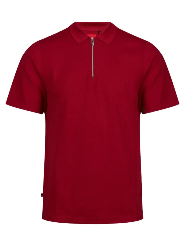 GILBRALTAR WAFFLE JACQUARD TEXTURED ZIP POLO sold by Luke 1977