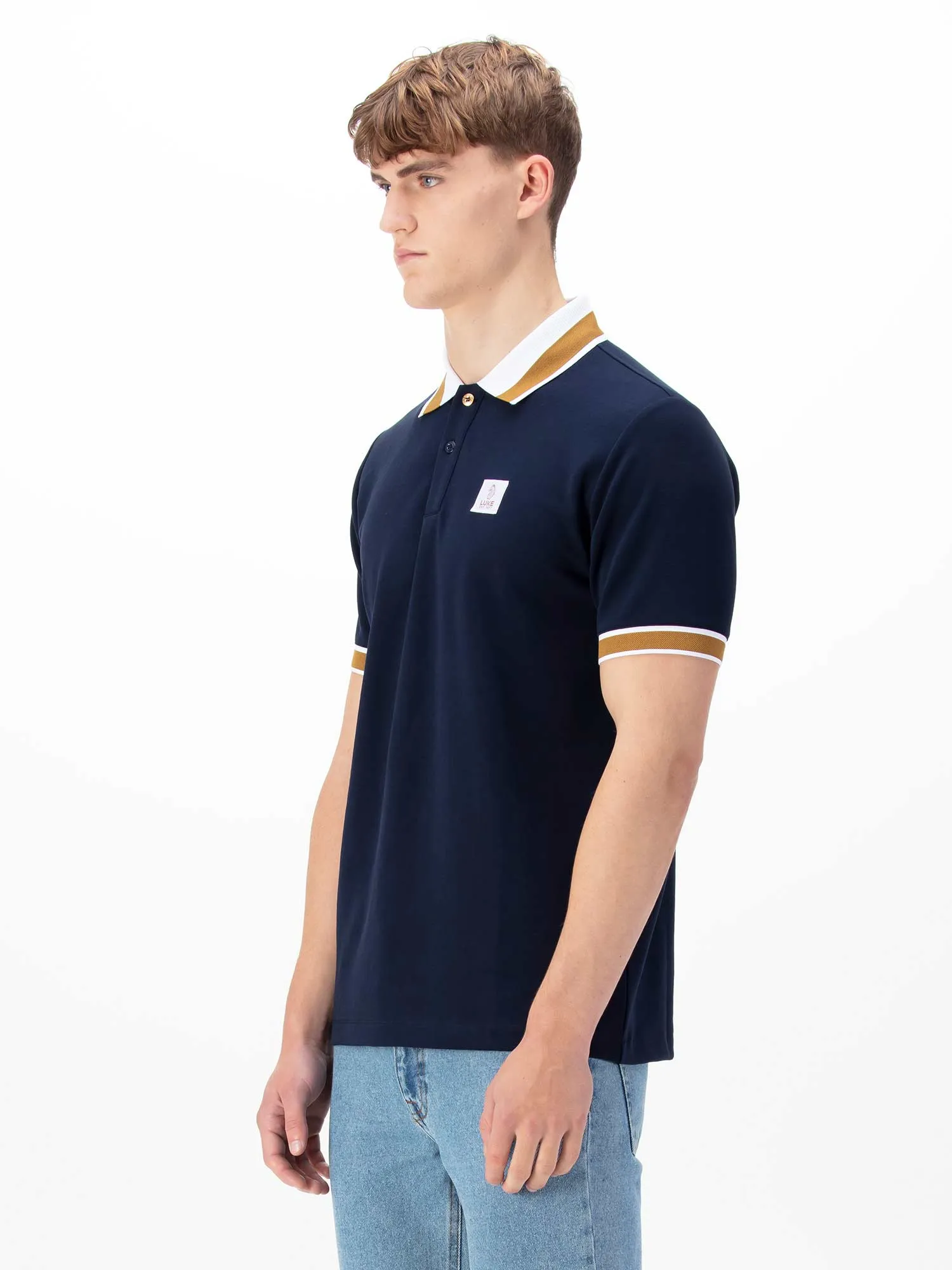 Makati Cotton Pique Polo Shirt - Navy sold by Luke 1977 product image thumbnail 2
