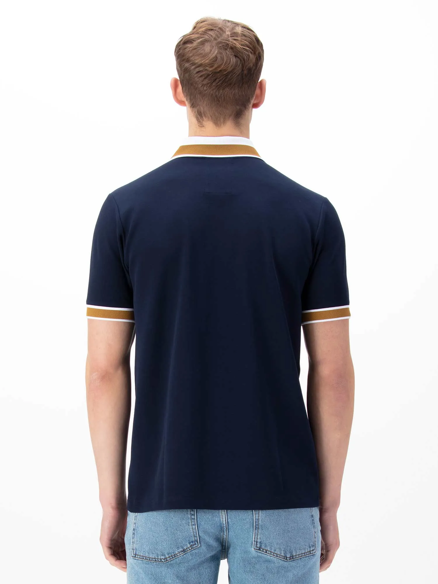 Makati Cotton Pique Polo Shirt - Navy sold by Luke 1977 product image thumbnail 3