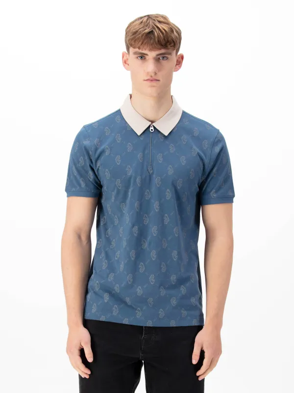 HENDERSON OVERPRINT ZIP NECK POLO sold by Luke 1977