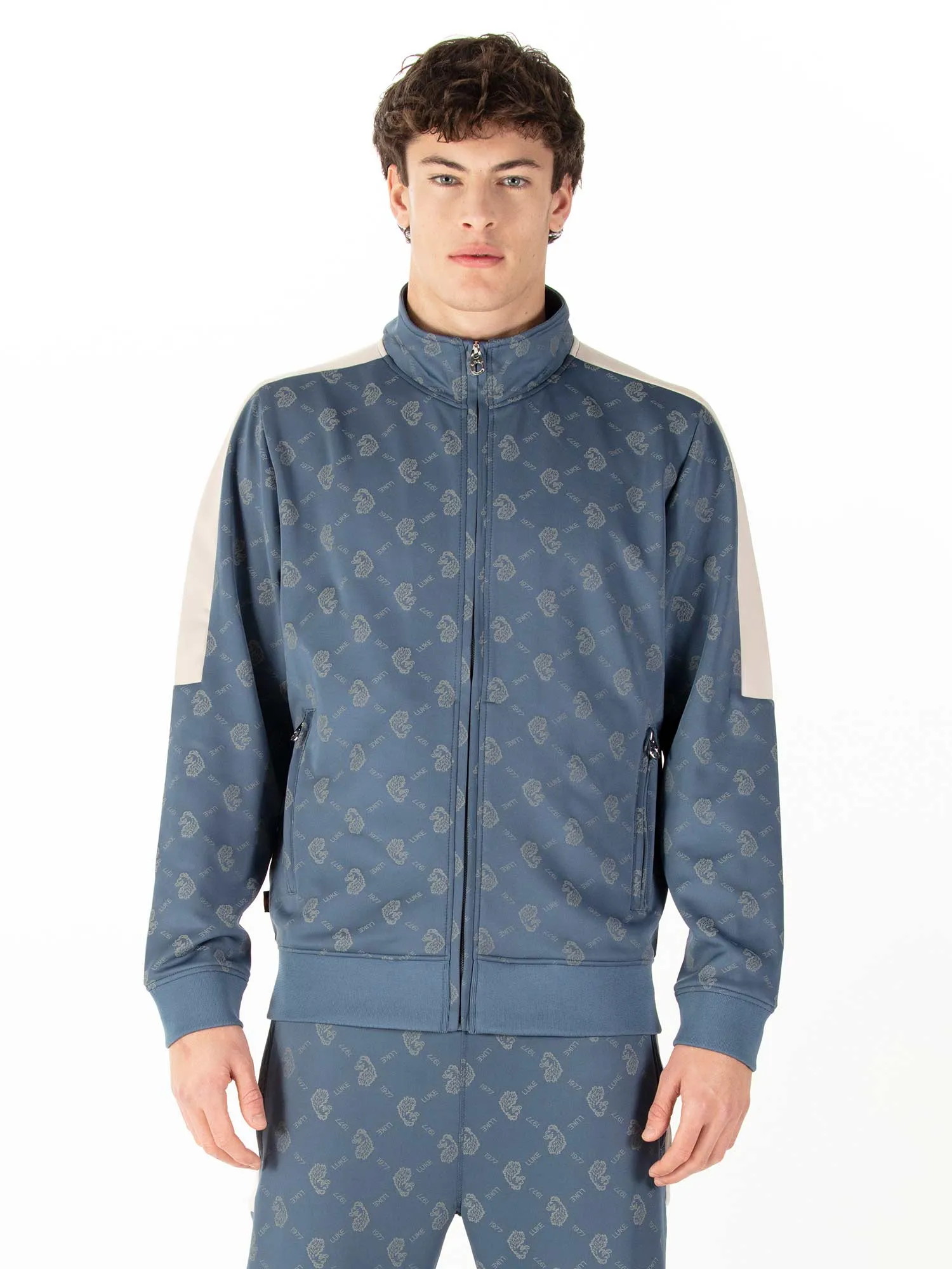 RONALDO OVERPRINT ZIP FUNNEL NECK SWEAT sold by Luke 1977