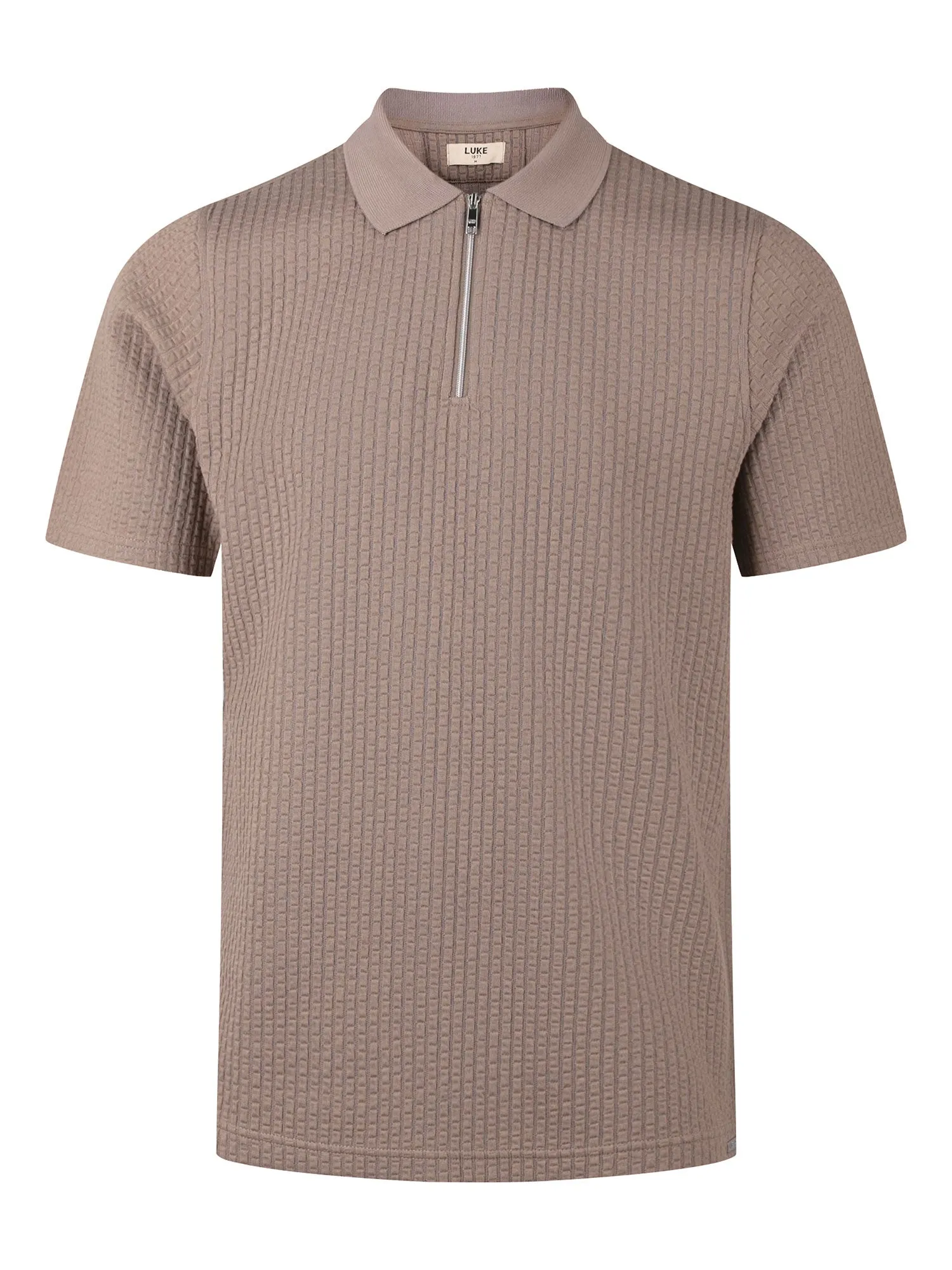 WAFFLE ON JACQUARD TEXTURED ZIP POLO sold by Luke 1977 product image thumbnail 2