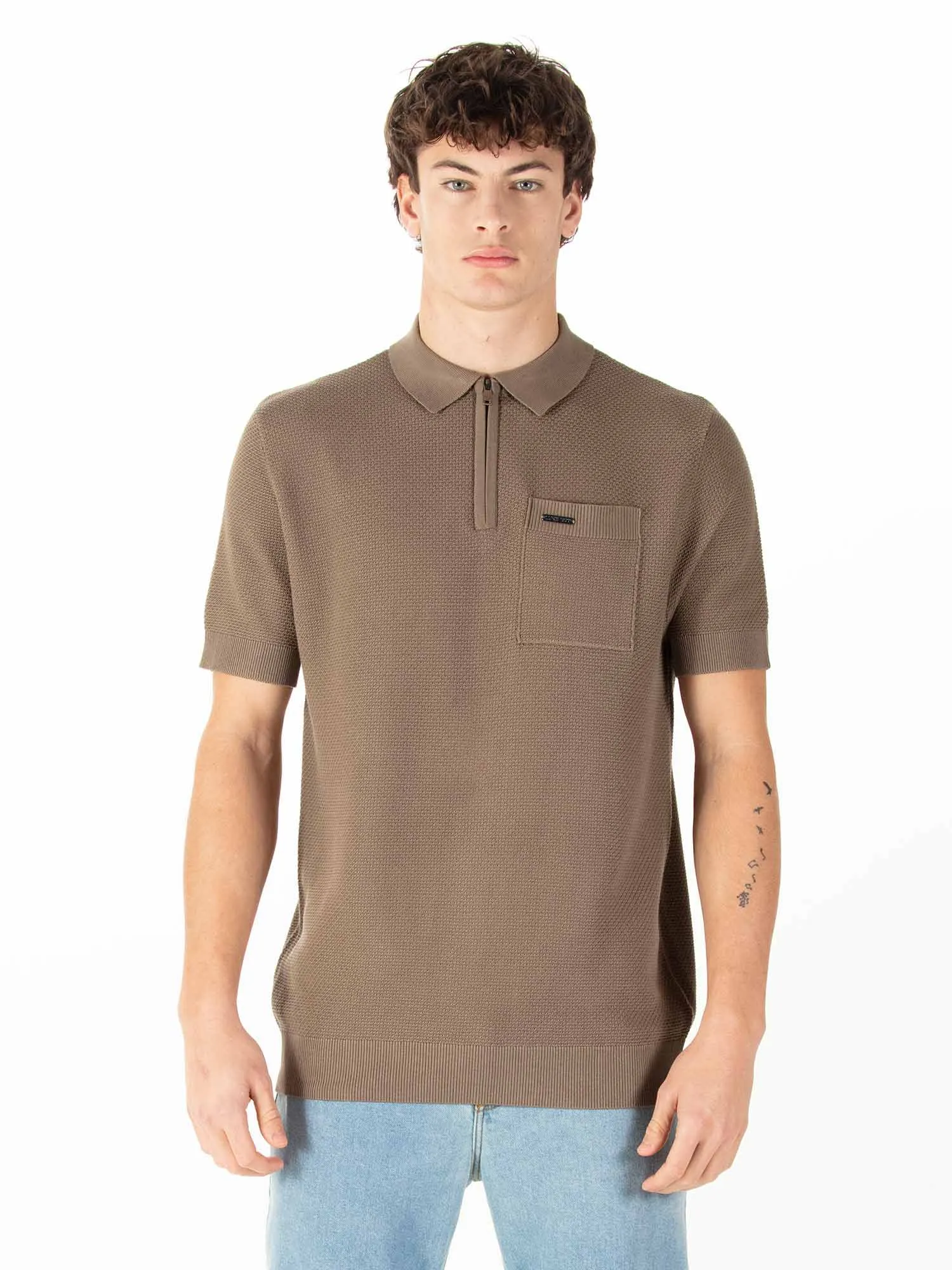 SWELL KNITTED ZIP POLO sold by Luke 1977