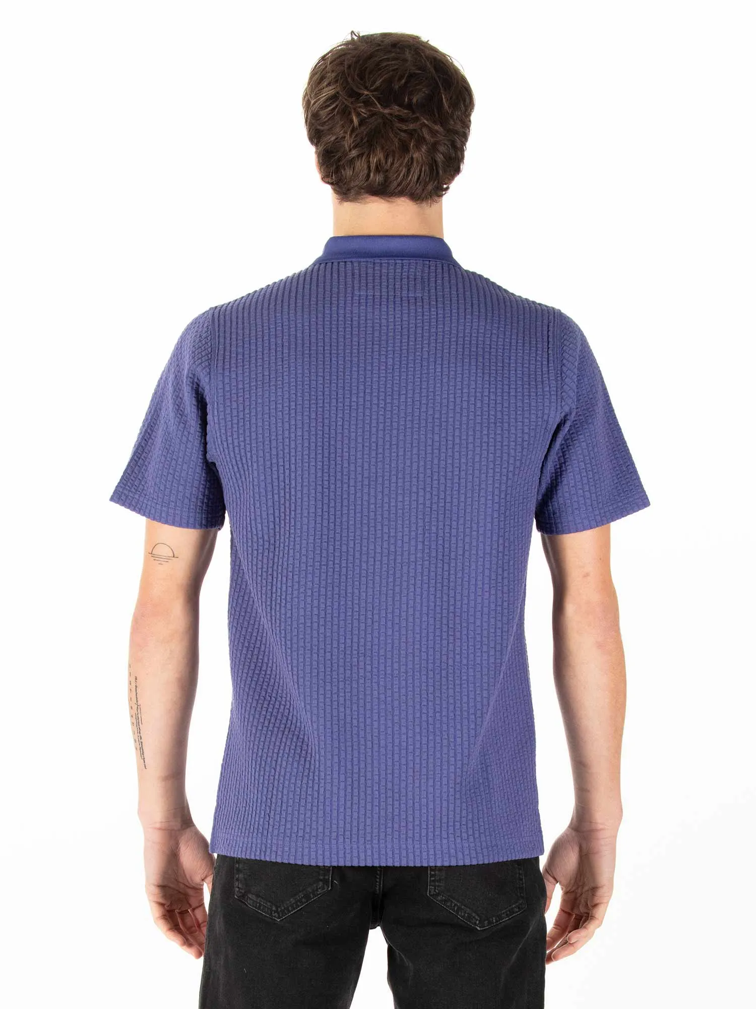 WAFFLE ON JACQUARD TEXTURED ZIP POLO sold by Luke 1977 product image thumbnail 4