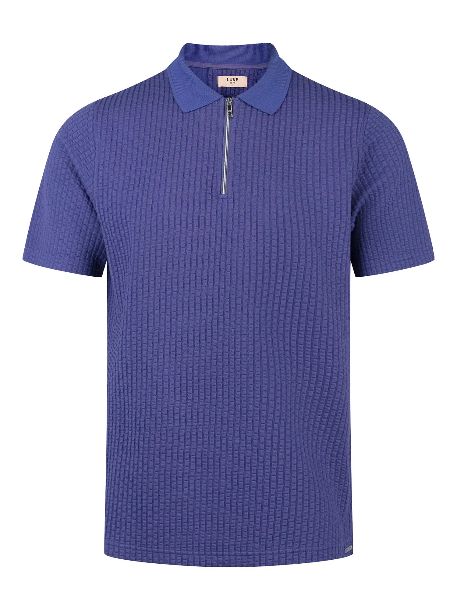 WAFFLE ON JACQUARD TEXTURED ZIP POLO sold by Luke 1977 product image thumbnail 2
