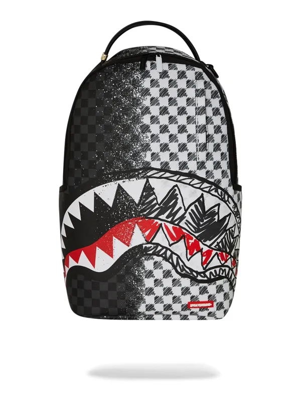 SPRAYGROUND GREY CHECK SCRIBBLE SPLIT DLX BACKPACK sold by Luke 1977