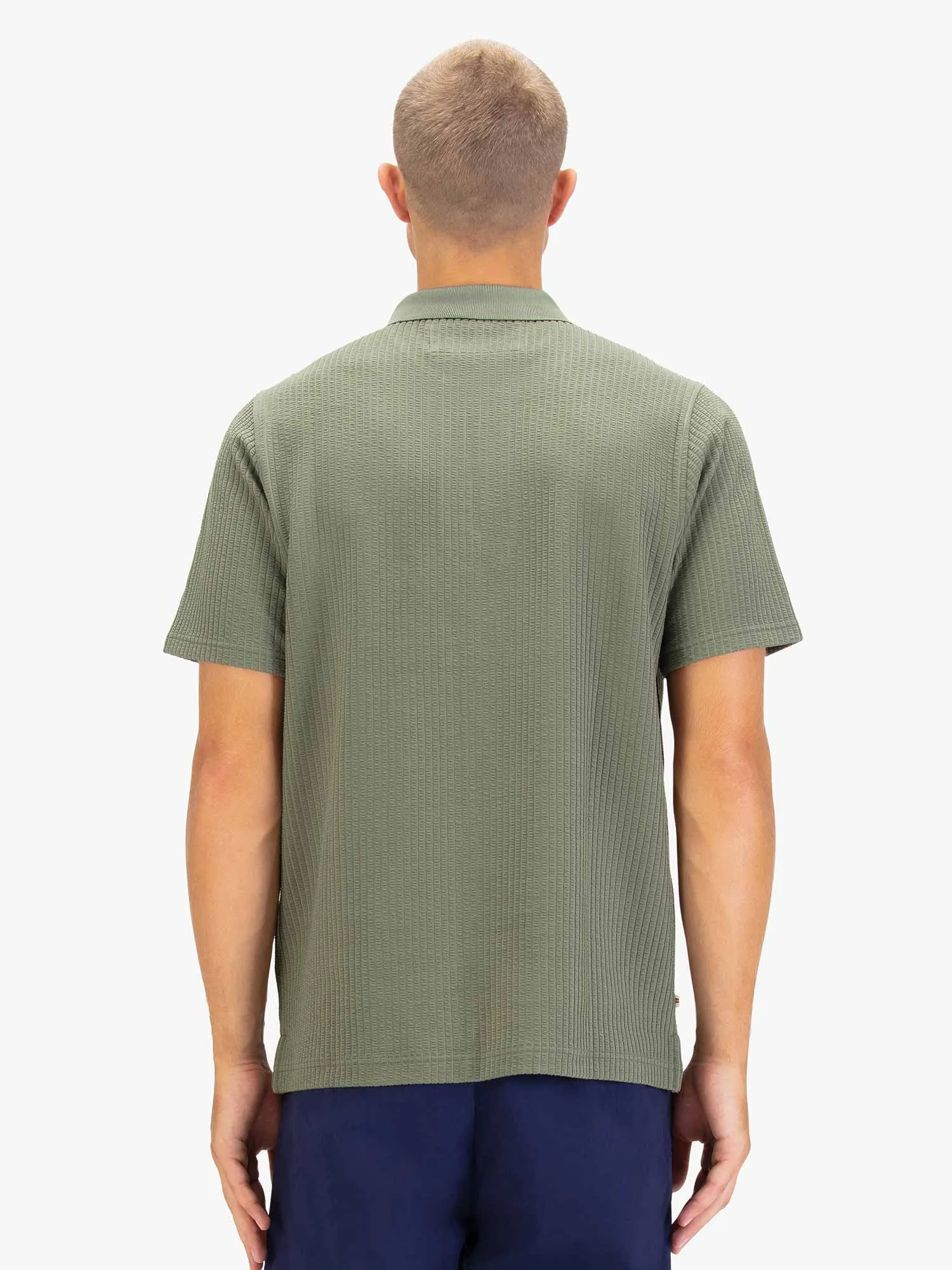 WAFFLE ON JACQUARD TEXTURED ZIP POLO sold by Luke 1977 product image thumbnail 4