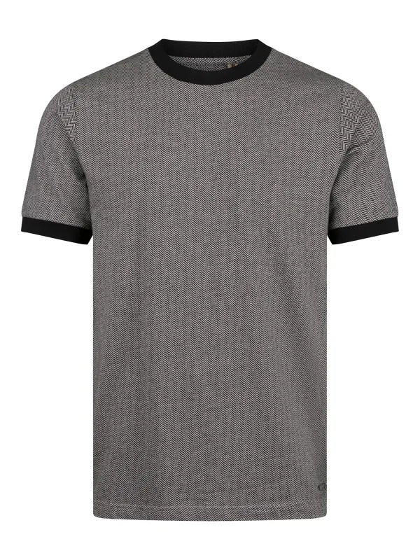 Albaicin Cotton Herringbone T-Shirt - Black/Cement made by Luke 1977